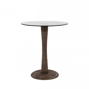 Boogie - Table d'appoint ronde en verre et bois de manguier ø60cm