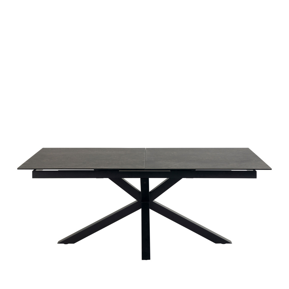 Eurame - Table à manger extensible 6 à 12 personnes en céramique et métal 200-240x100cm - Couleur - Noir