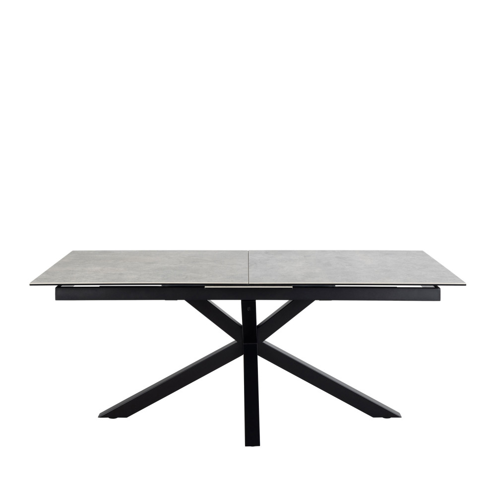 Eurame - Table à manger extensible 6 à 12 personnes en céramique et métal 200-240x100cm - Couleur - Gris