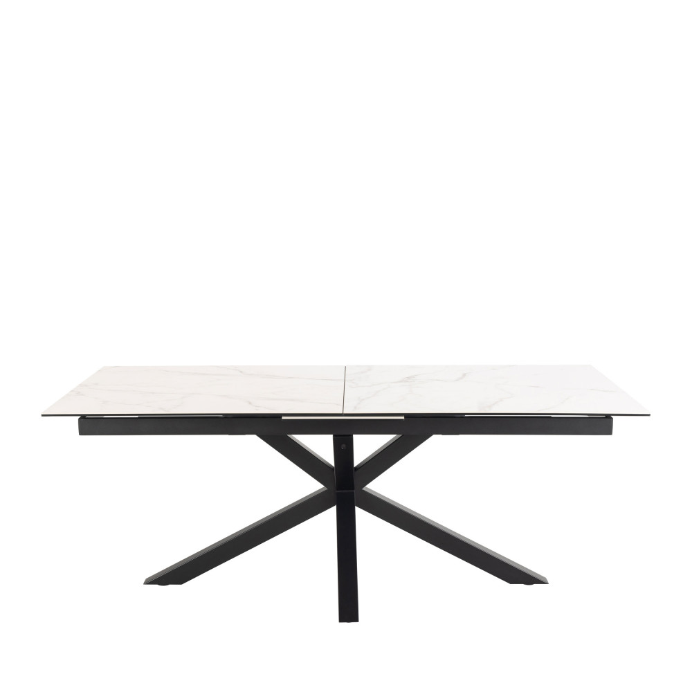 Eurame - Table à manger extensible 6 à 12 personnes en céramique et métal 200-240x100cm - Couleur - Blanc