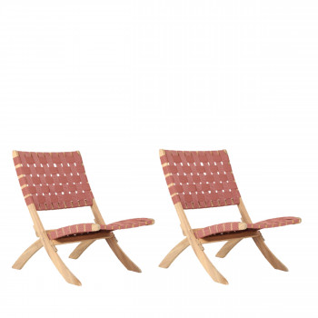 Nao - Lot de 2 fauteuils de jardin pliants en bois d'acacia et corde