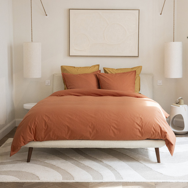 Como - Drap housse terracotta en percale de coton