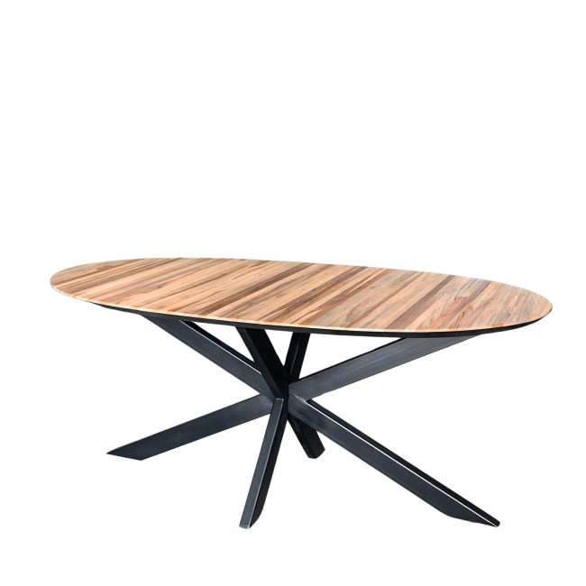 Dehli - Table à manger 6 personnes ovale en bois et métal