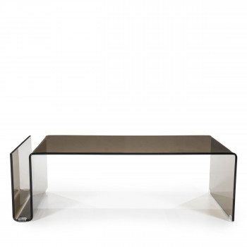 Shadow - Table basse en verre fumé avec porte-revues