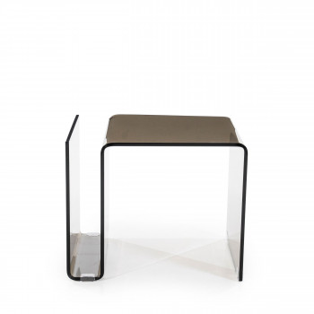 Shadow - Table d'appoint en verre fumé avec porte-revues