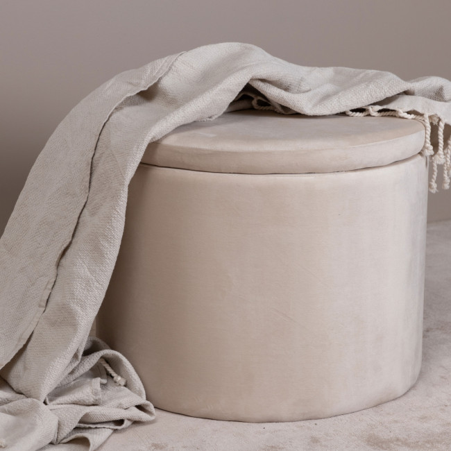 Dunken - Pouf rond en velours ø51cm