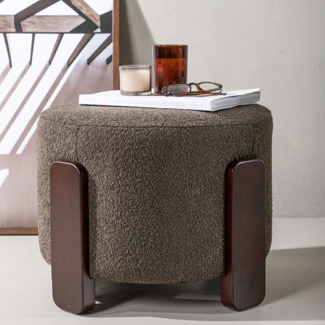 Coffey - Pouf rond en tissu bouclette ø52,5cm