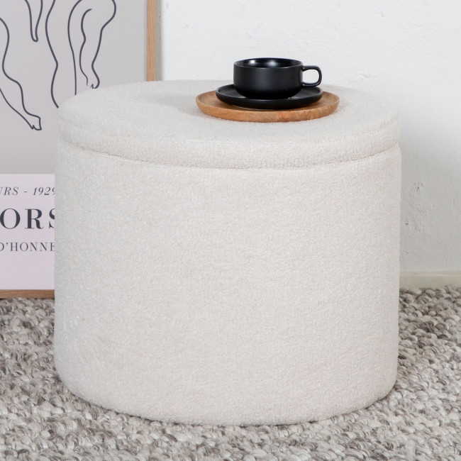 Dunken - Pouf rond en tissu bouclette ø51cm