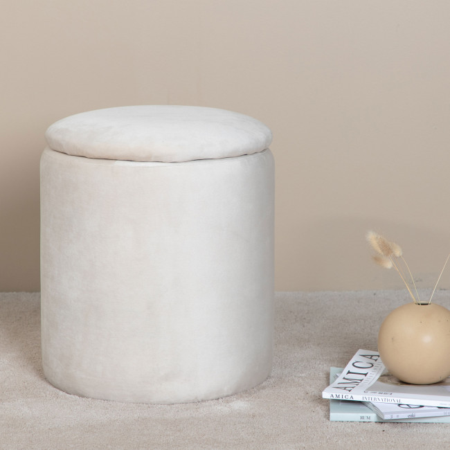 Limpen - Pouf rond en velours ø32cm