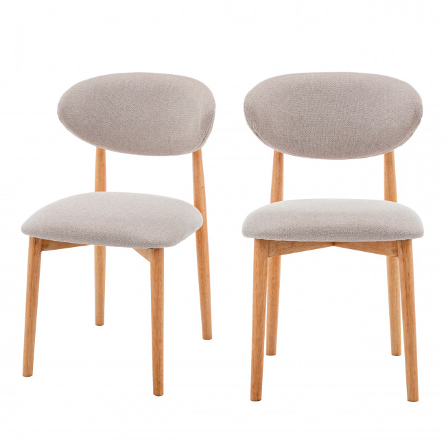 Clara - Lot de 2 chaises en bois et tissu