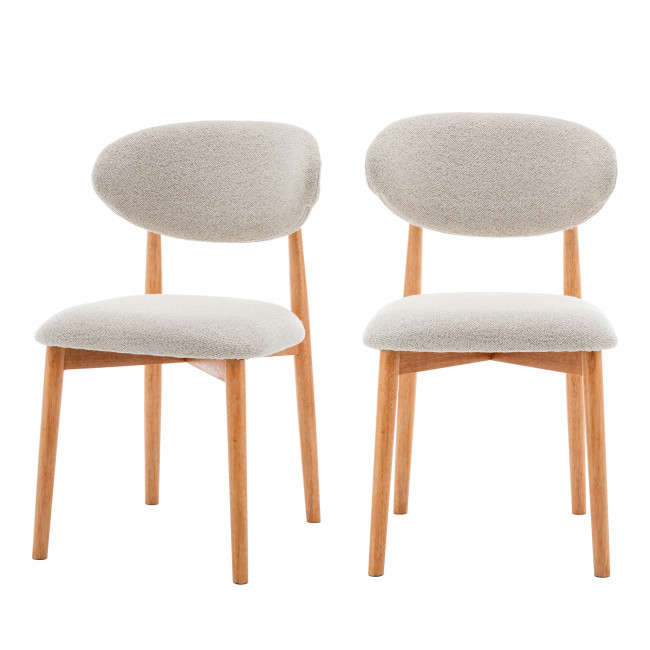 Clara - Lot de 2 chaises en bois et bouclette