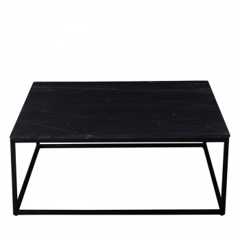 Saku - Table basse carrée en marbre blanc et métal 100x100cm