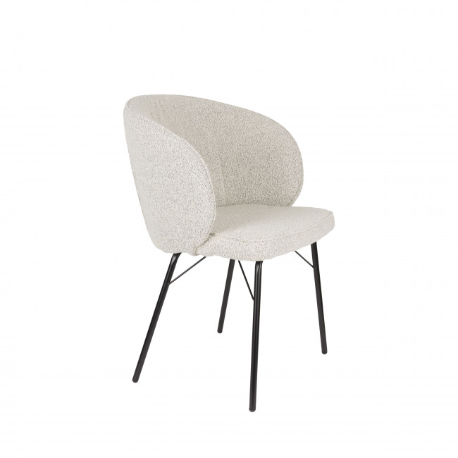 Joa - Lot de 2 fauteuils de table en tissu bouclette et métal