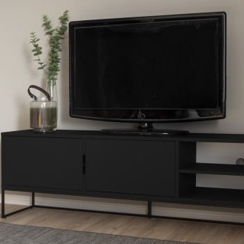 Lipp - Meuble TV 2 portes en bois et métal L176cm