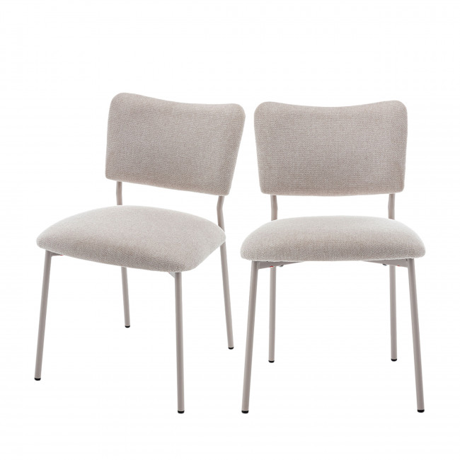 Vander - Lot de 2 chaises en tissu et métal pieds beiges