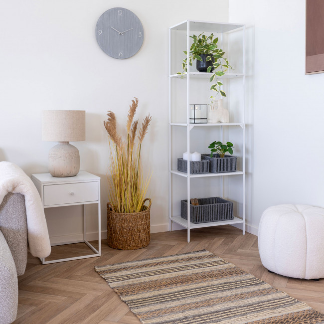 Vita - Table de chevet avec tiroir en bois et métal blanc