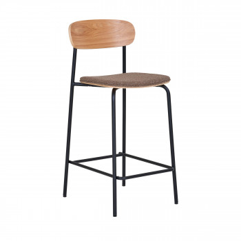 Estepona - Lot de 2 tabourets de bar en bois, tissu et métal H66cm