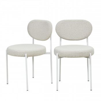 Kyoto - Lot de 2 chaises en tissu bouclette pieds blancs