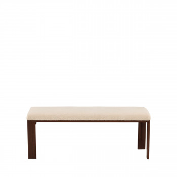 Chester - Banc en tissu bouclette et bois L120cm