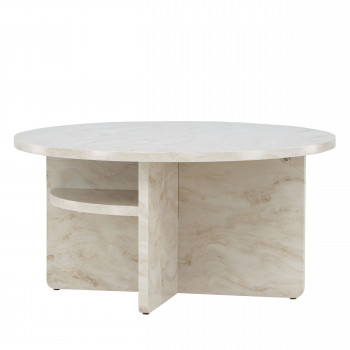 Alesund - Table basse ronde en effet travertin ø85cm