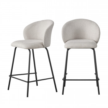 Namia - Lot de 2 tabourets de bar en tissu et métal H65cm