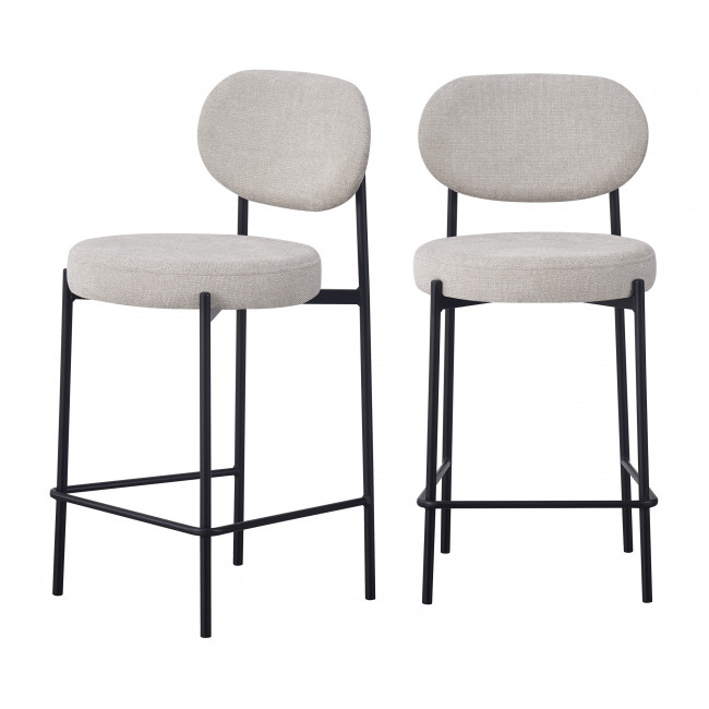 Kyoto - Lot de 2 tabourets de bar en tissu et métal H65cm