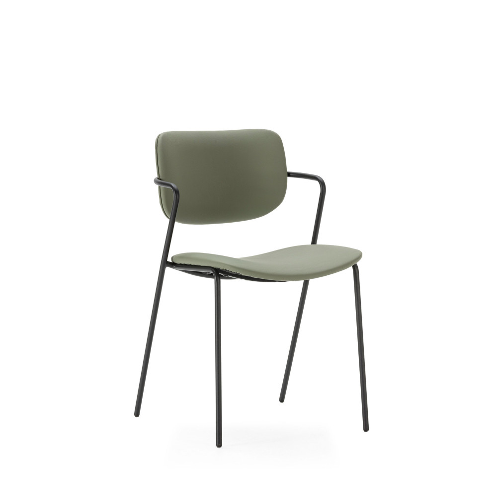 Velura - Lot de 2 chaises en simili cuir et métal - Couleur - Vert olive