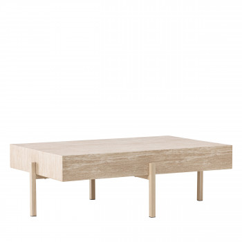 Vadholmen - Table basse effet travertin et métal 80x130cm