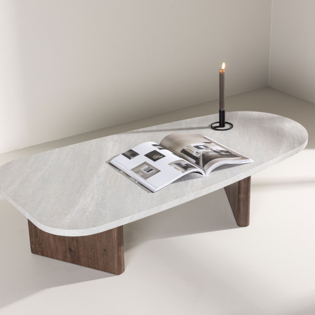 Gronvik - Table basse organique effet marbre 130x65cm