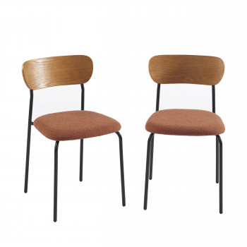 Nalon - Lot de 2 chaises en tissu bouclette et métal