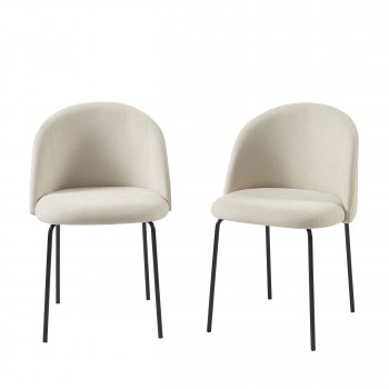 Jill - Lot de 2 chaises en tissu et métal