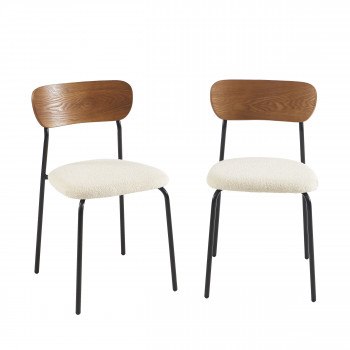 Nalon - Lot de 2 chaises en tissu bouclette et métal