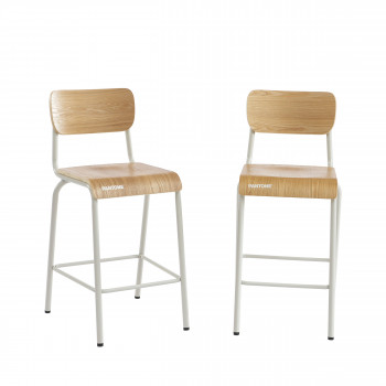 Nino - Lot de 2 tabourets de bar en bois et métal H65,5cm