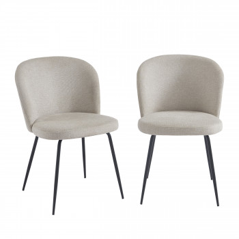 Sitto - Lot de 2 chaises en tissu et métal