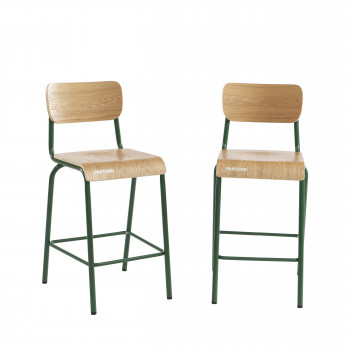 Nino - Lot de 2 tabourets de bar en bois et métal H65,5cm