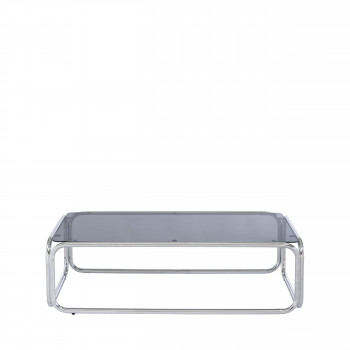 Gliss - Table basse en verre pieds chrome