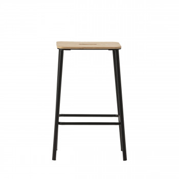 Noki - Lot de 2 tabourets de bar en bois et métal H65cm