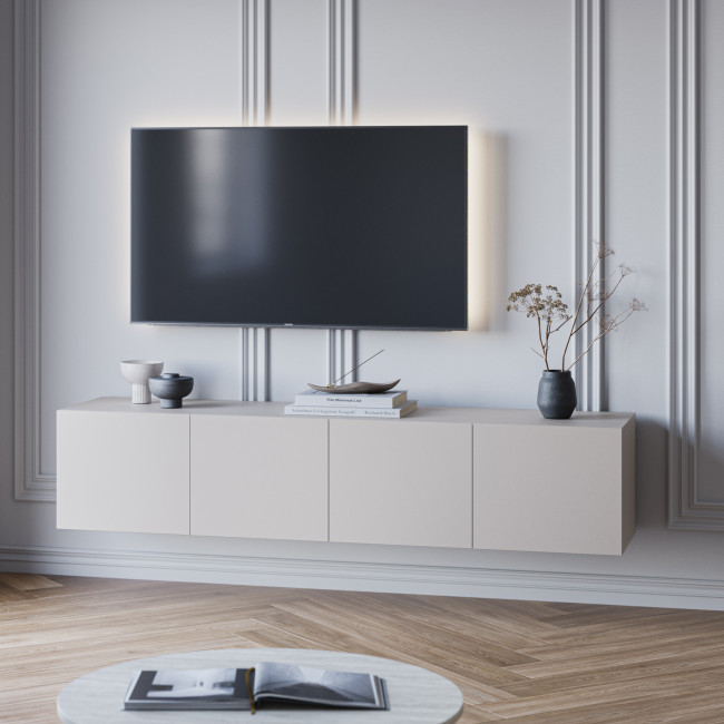 Nexa - Meuble TV suspendu 4 portes en bois L180cm