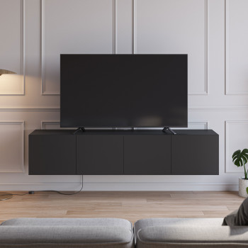 Nexa - Meuble TV suspendu 4 portes en bois L180cm