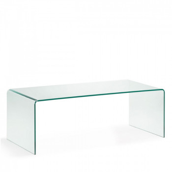 Table basse 120x60x40 cm en verre et inox - GENTONG