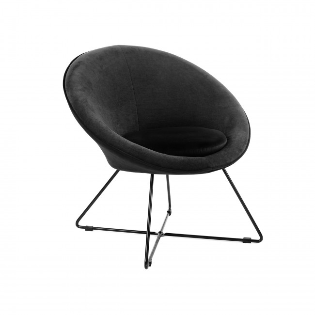 Garbo - Fauteuil en velours - Noir