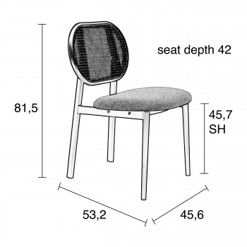 Chaise design rose et cannage - Spike Référence : CD_Ch71E-02