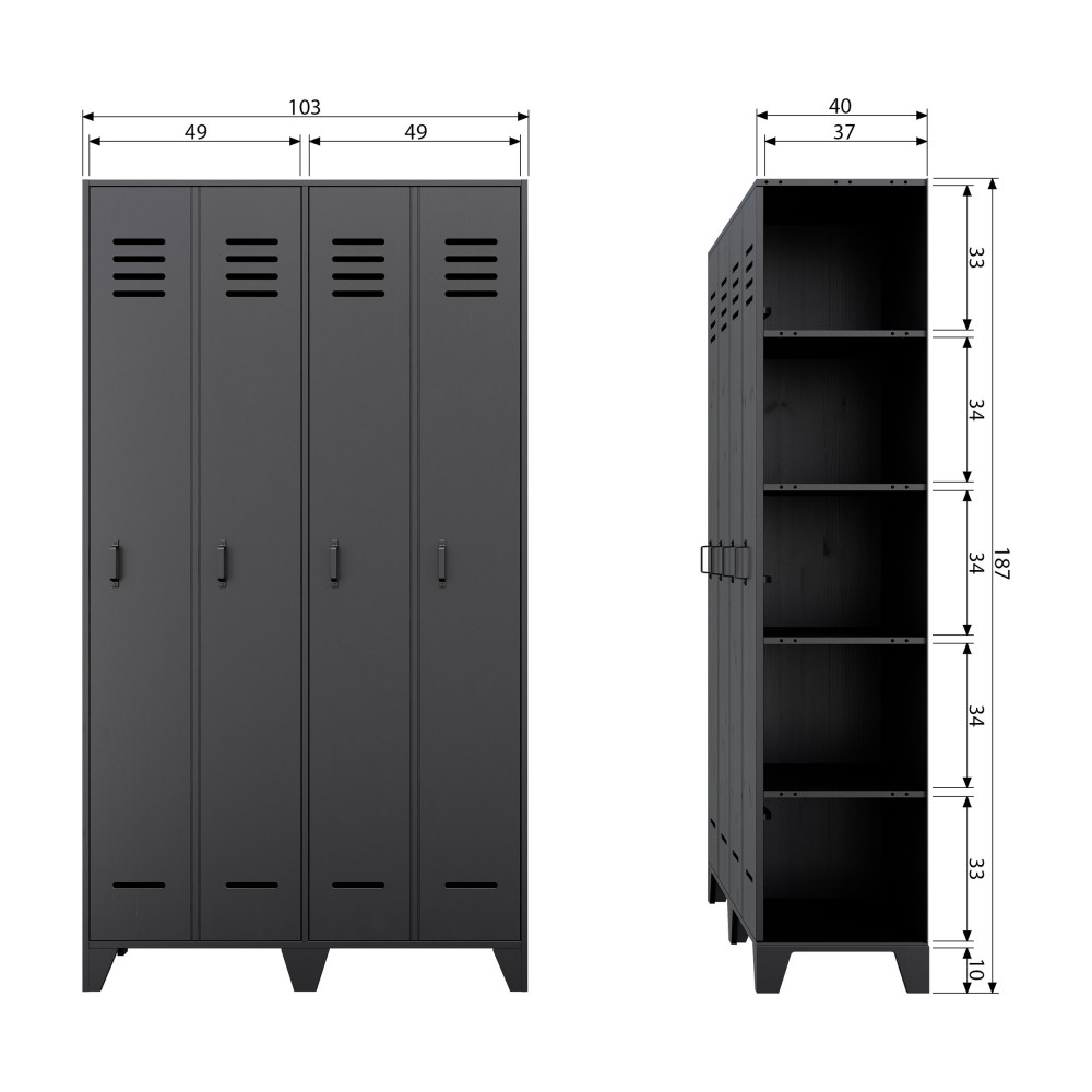 Armoire industrielle Profile 2 portes et 2 tiroirs