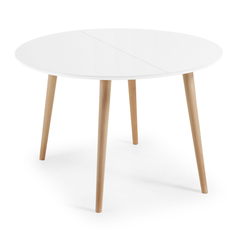 Table ronde extensible en chêne blanc 120 cm PALERME, Tables à manger