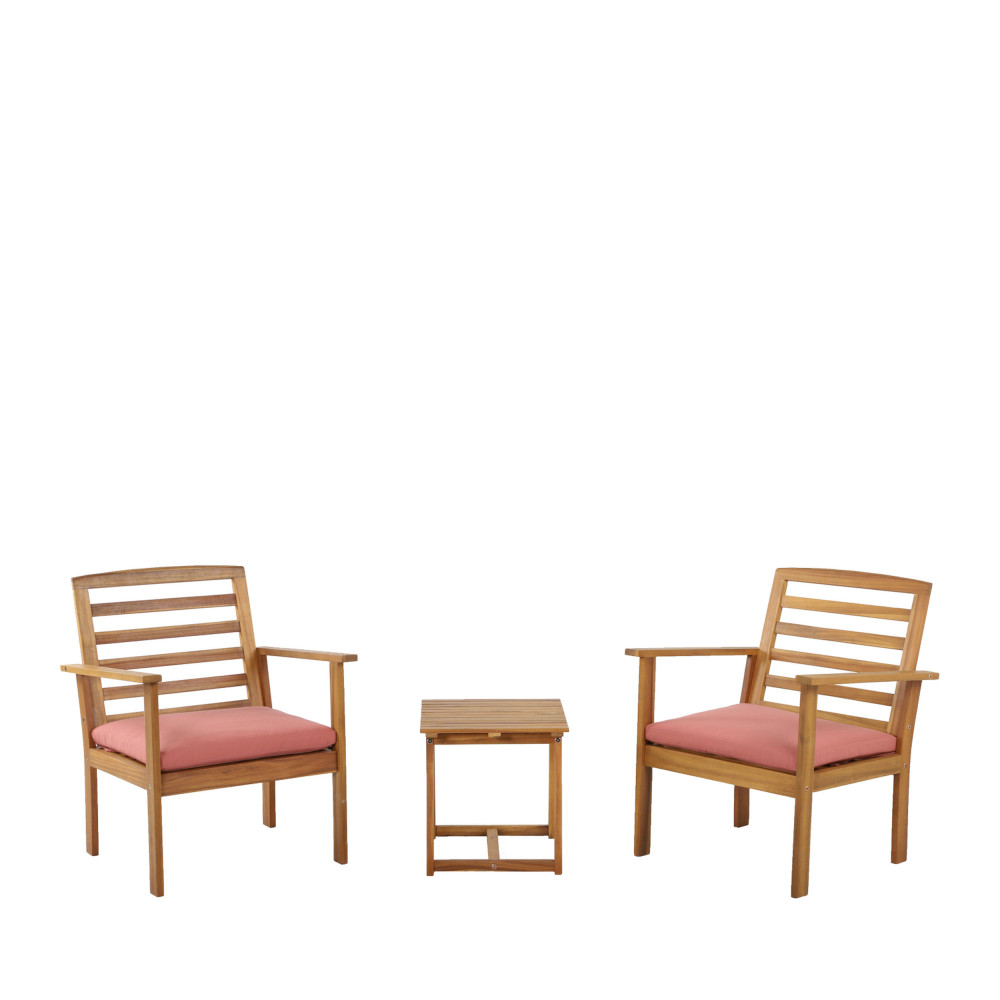 Kimo - Salon de jardin 2 fauteuils et 1 table basse en bois d'acacia - Couleur - Terracotta