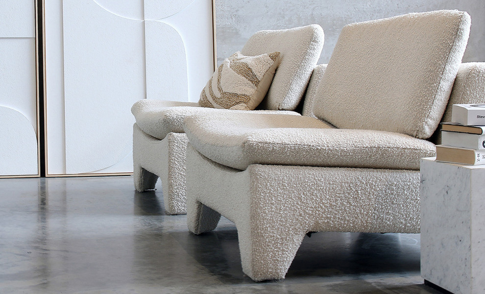Canapé design blanc confortable en laine bouclée 3 places - Wings Référence  : CD_C3p99A-02